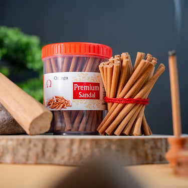 Omega-Premium Sandal Bambooless Dhoop Sticks – Jar 225gm
